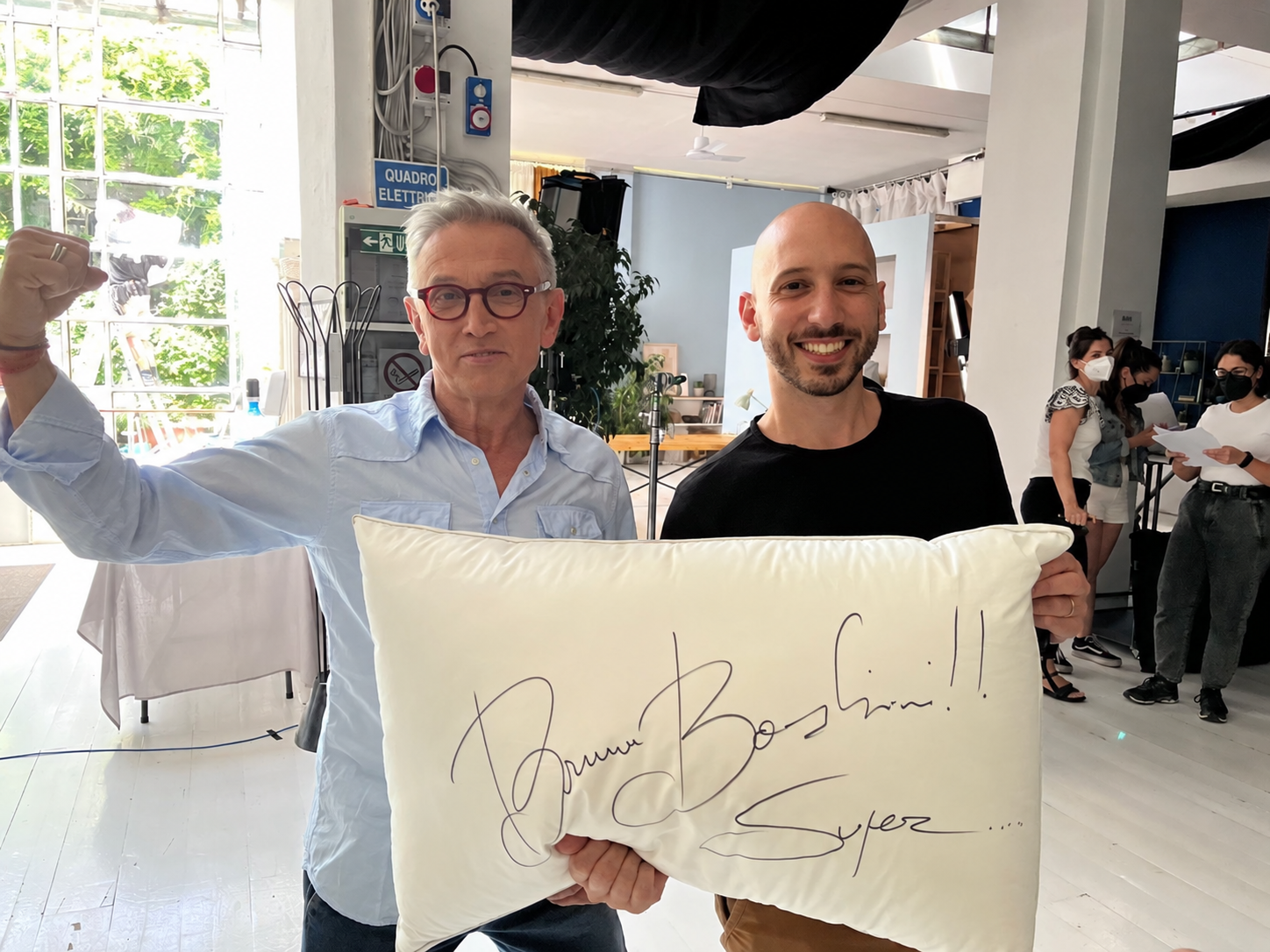 Luca E. Giove con Bruno Barbieri e il topper firmato